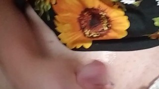 Sissy boy in a sunflower dress (amateur)