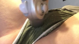 Gamer girl plays with controller 