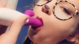 Young MILF cock tease toy blowjob