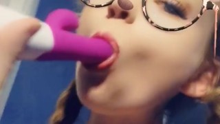 Young MILF cock tease toy blowjob