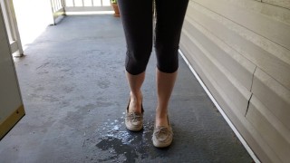 Late for dinner, desperate for a pee, made to pee on the porch!