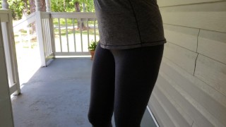 Late for dinner, desperate for a pee, made to pee on the porch!