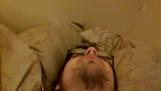 Shy virgin teen humps his pillow. (Huge cumshot)