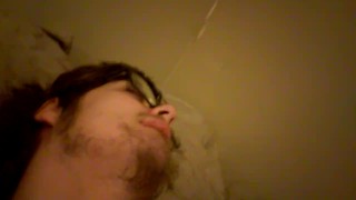 Shy virgin teen humps his pillow. (Huge cumshot)