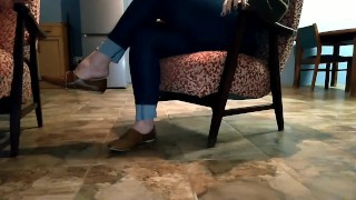 Sexy shoeplay in flats, no socks