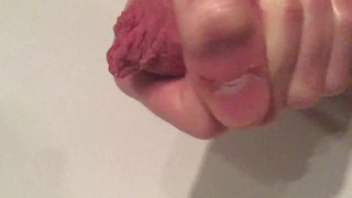 Uncut teenager cock cums in slowmo