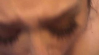 Young babe gives wet sloppy blowjob ( messy make up ) 