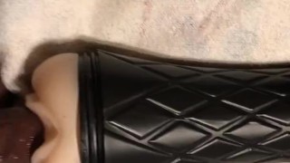 Small dick chub rock hard pink head uncut cock fucks fleshlight til he cums