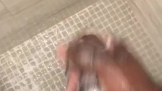 Stroking My BBC In Shower 