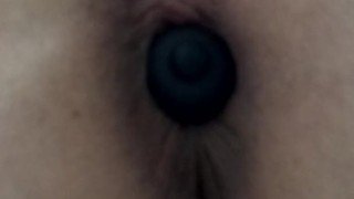 Anal play and cum close up