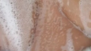 ChelsaBlue getting squeaky clean in the shower