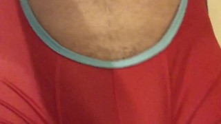 FETISH GEAR: WRESTLING SINGLET BULGE ** Ball Stretcher ON **