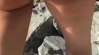 Public Beach Perfect Ass ,Tits and Pussy Tease 