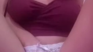 sexy busty little asian teen rubbing pussy in cute panties for daddy