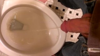 Big Fat Daddy Dick Pissing with Blue Jeans and Sandals