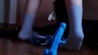 Bouncing On A Big Blue Cock (Close-up)