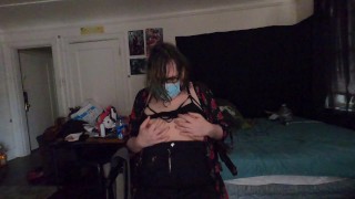 Double Gagged Trans Is Mad Her Tits Sag