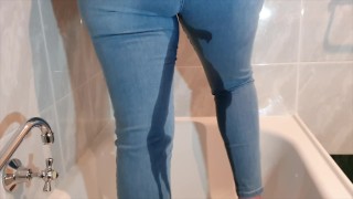 Desperate Pee My Pants When I Get Home From Work - Wetting Through Jeans