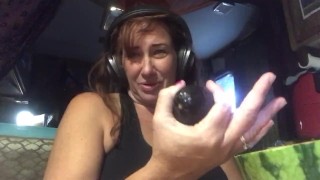 Busty cougar enjoys quarantine squirt eating melon mukbang vegetable cucumber food insertion
