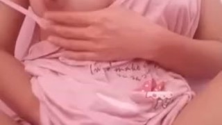 cute busty asian teen in pigtails rubbing and slapping her pussy for daddy