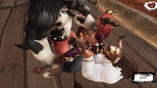 Two monster bulls were fucked by a poor girl on a ship | world warcraft