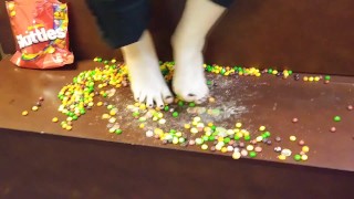 barefoot skittles stomping