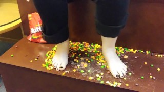 barefoot skittles stomping