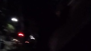 Busty Babe in Red Dress Strips in Public and Masturbates in Car