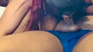 Sucking dick to get her something to eat 