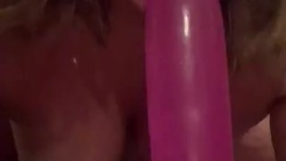 Riding my big dildo with my tight wet pussy
