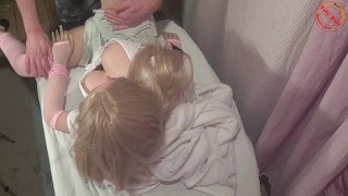 HOT CUMSHOT SIDEWAYS ON HER SEXY JEANS SHORTS SEXDOLL SCHOOL GIRL CAMARI