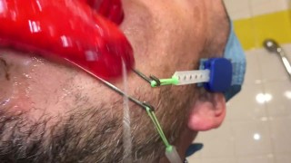 Horny deepthroat full of spit with braces and double headgear