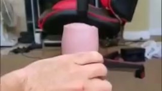 Dad-bod destroys pocket pussy in living room