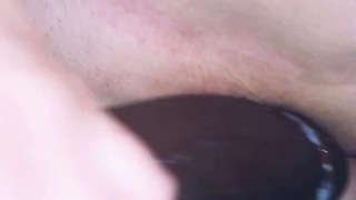 Begging for real cock while getting soaked with BBC Dildo 