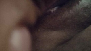 Black wet pussy playing with Toy