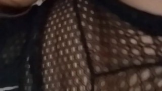 Sexy amateur brunette plays with pussy