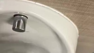 Cruising In public toilets wanking my dick with big cumshot 