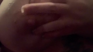 Spitting on my tits
