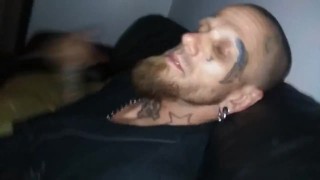 Almost caught fucking in public at tattoo shop between tattoos.