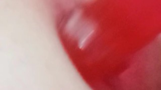 Teen Boy stretches his hole using massive 9" dildo
