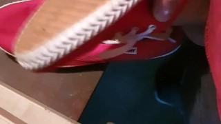 Cum in red shoes