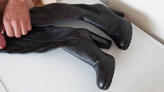 Cum on high leather boots