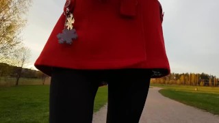 Diapered Evening Walk and Pee in a Park
