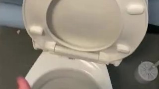 Cruising In public toilets messing with my hard cock with big cumshot 