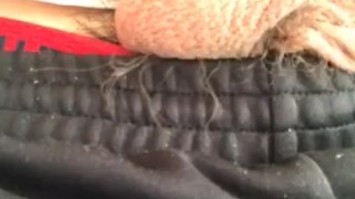 Stroking balls to get dick hard