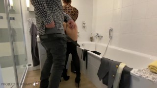 hot escort girl taken from behind after dinner in hotel bathroom
