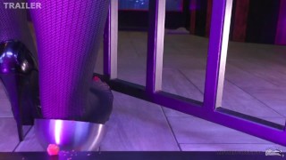 Femdom Mistress feeds slave with her feet trailer