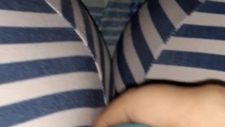 Trying to stay quiet while hubby watches TV 