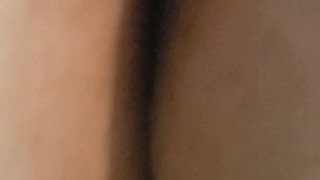 Fingering my BBW wife's tight pussy. Panties moved down 