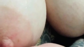 Playing with my tits in the kitchen